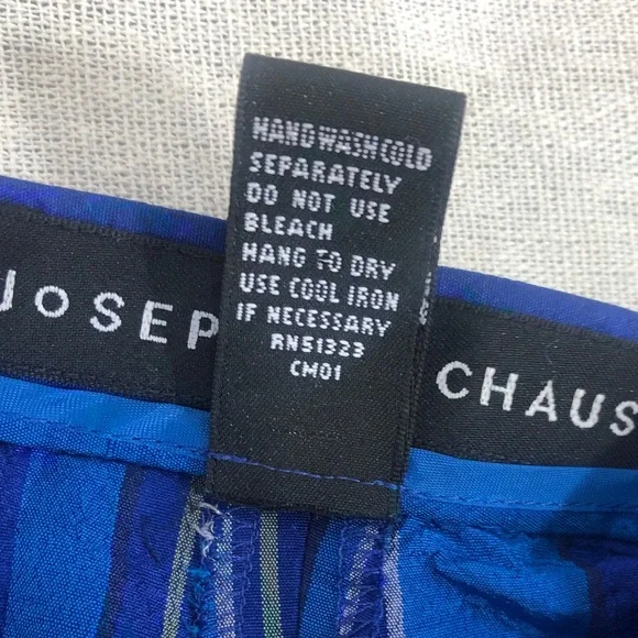 Pure Silk Blue Slimming Vertical Stripe Crop Pant Soft Pants Designer Trousers 6 - Picture 5 of 9